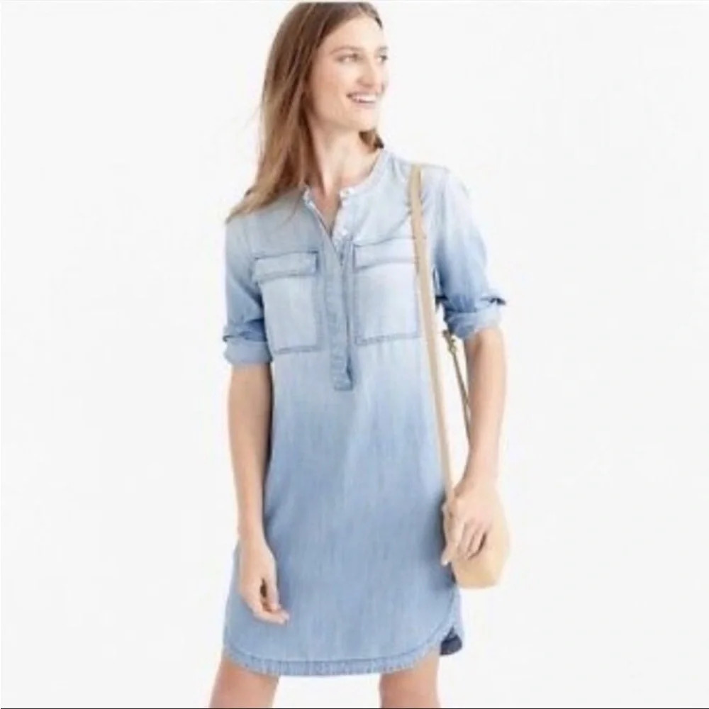 J.Crew Drapey Chambray Button Tunic Shirt Dress